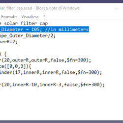 modifiche da apportare al Telescope solar filter